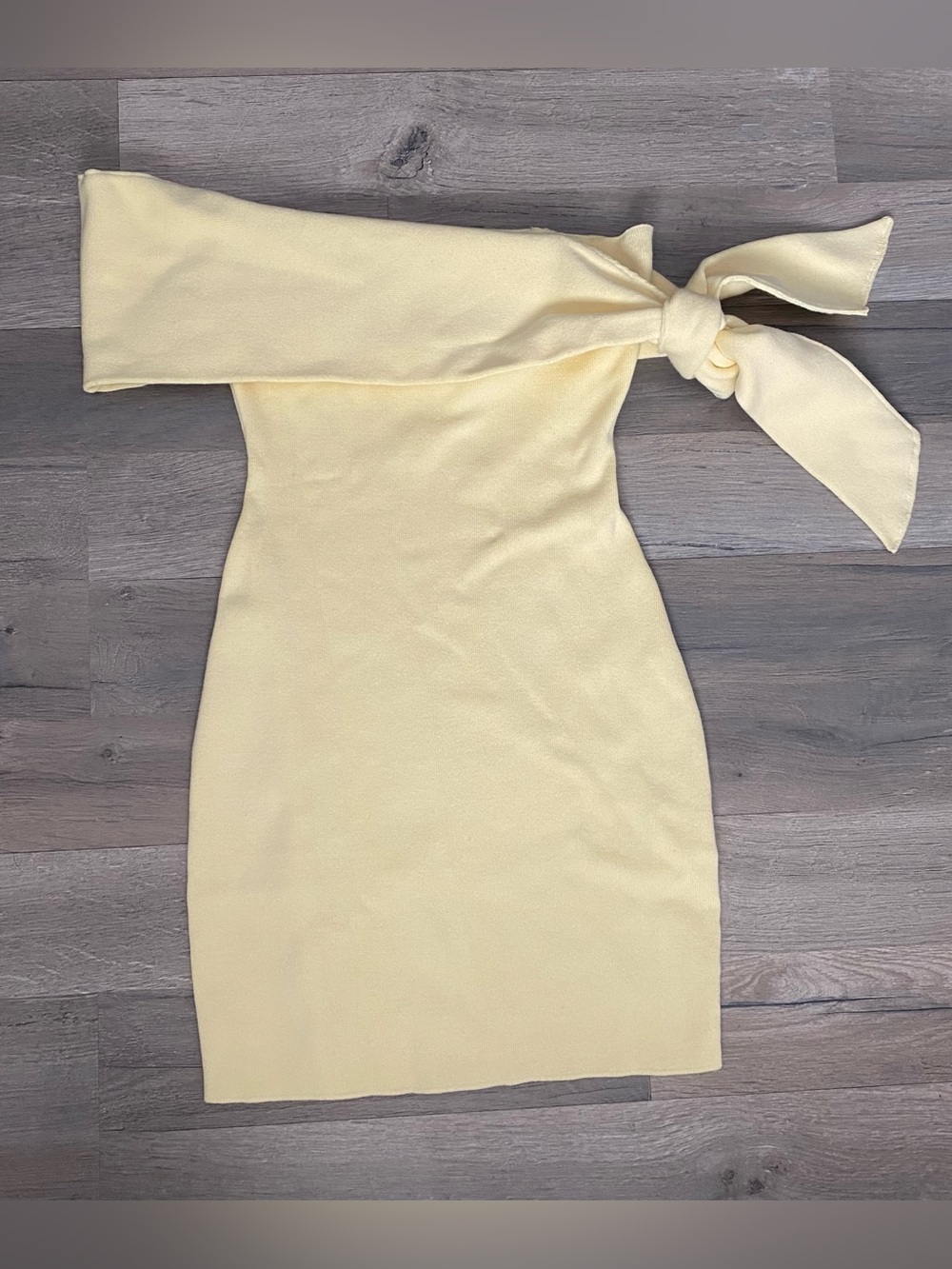 SNDYS Jaymes Yellow Off Shoulder Mini Dress Cotton